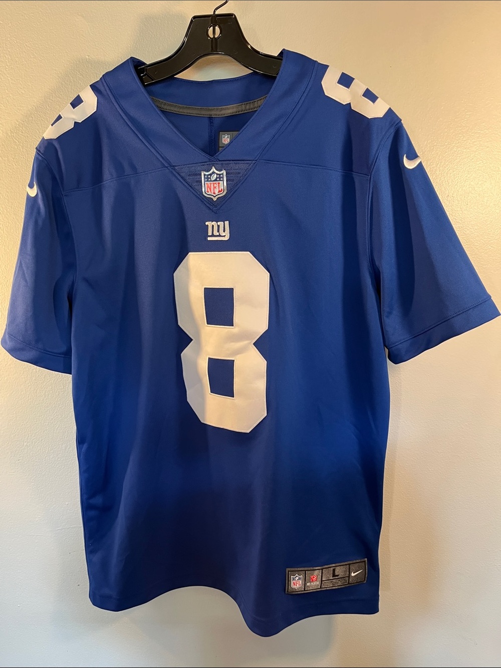 Nike New York Giants #8 Royal Blue and White NFL Jersey